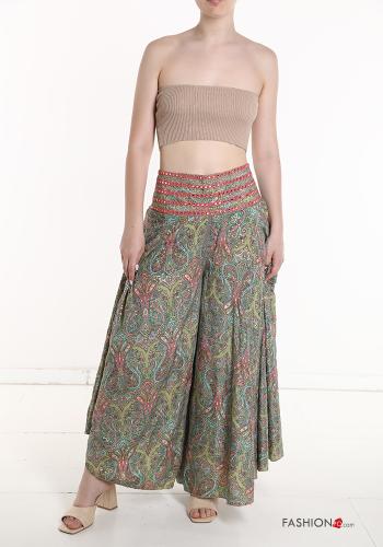 Jacquard-Muster wide leg Hose aus Seide mit gummizug - ph 5