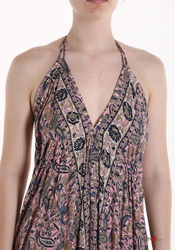 Abito in Seta senza maniche lungo Fantasia jacquard scollo a V - ph 4