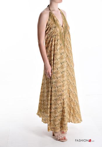 Abito in Seta senza maniche lungo Fantasia jacquard scollo a V - ph 3