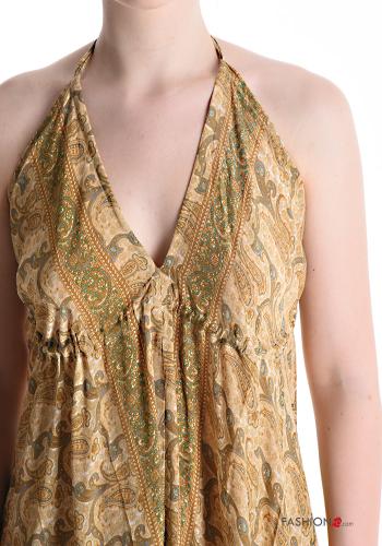 Abito in Seta senza maniche lungo Fantasia jacquard scollo a V - ph 4