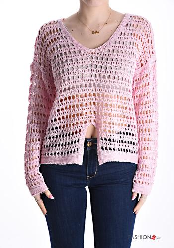 Cotton Sweater with v-neck