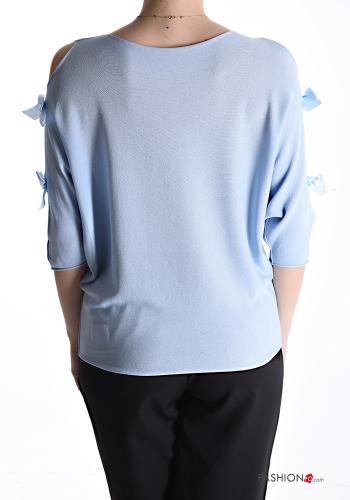 crew neck Sweater with bow 3/4 sleeve - ph 2