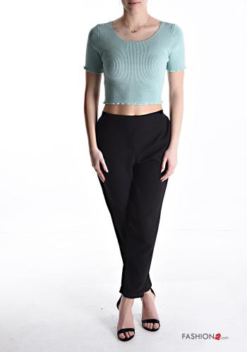 short sleeve crew neck Ribbed mini Sweater - ph 5