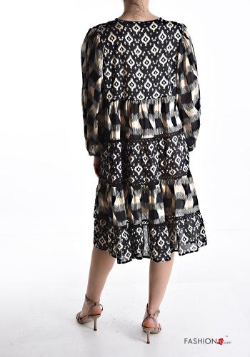 Abito in Cotone oversize maniche lunghe Fantasia mista - ph 2