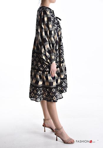 Abito in Cotone oversize maniche lunghe Fantasia mista - ph 3