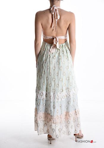 Vestido sin mangas ajustable espalda descubierta Estampado mixto con cuello en v con volantes escote profundo - ph 2