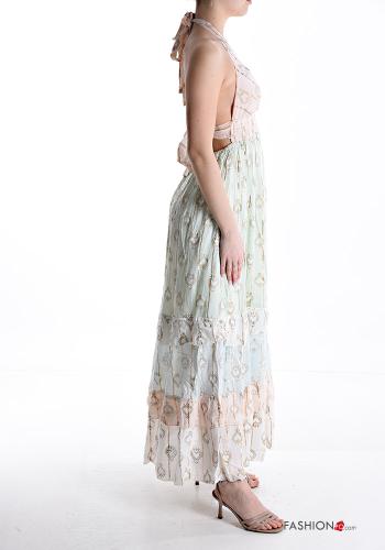 Vestido sin mangas ajustable espalda descubierta Estampado mixto con cuello en v con volantes escote profundo - ph 3