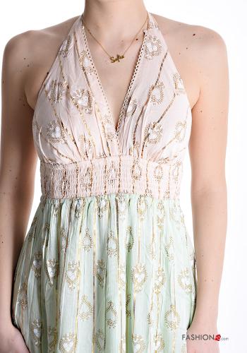 Vestido sin mangas ajustable espalda descubierta Estampado mixto con cuello en v con volantes escote profundo - ph 4