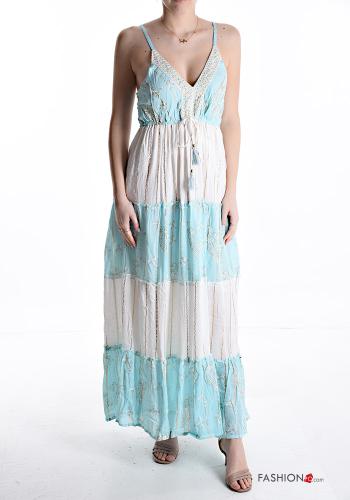 Vestido largo ajustable espalda descubierta con volantes escote profundo - ph 1