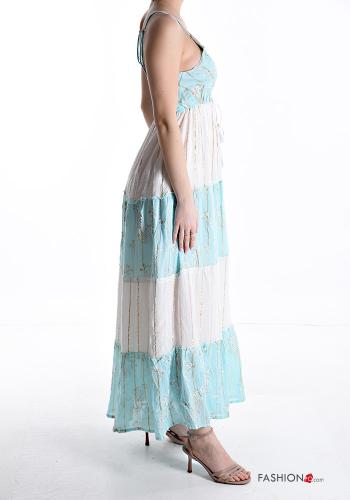 Vestido largo ajustable espalda descubierta con volantes escote profundo - ph 3