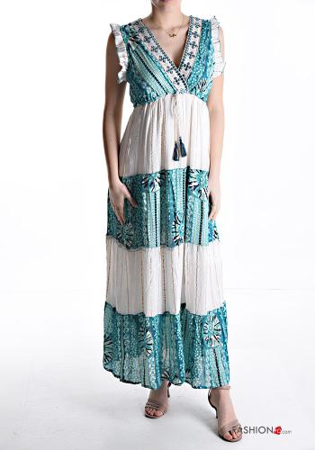 ruffle sleeve long adjustable Dress with flounces with v-neck - ph 1