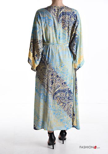 Kimono en Soie manches à volant Imprimé paisley avec ceinture en tissu - ph 2