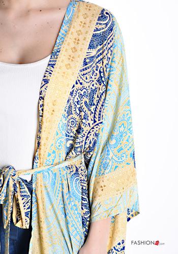 Kimono en Soie manches à volant Imprimé paisley avec ceinture en tissu - ph 4