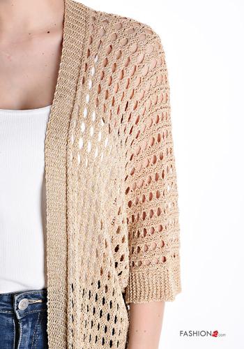 Embroidered fishnet knee-length Cardigan with pockets - ph 4
