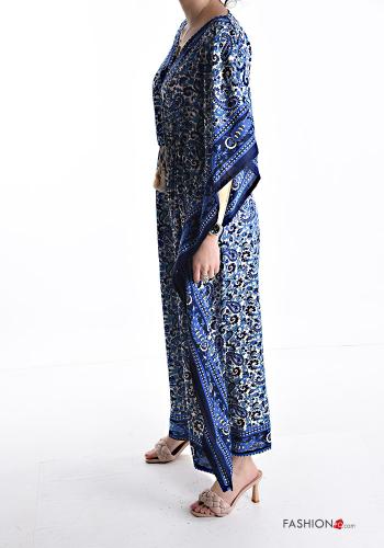 Abito maniche volant Fantasia paisley maniche a tre quarti scollo a V con coulisse - ph 3