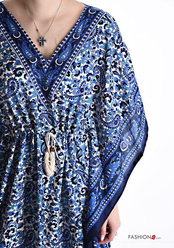 Abito maniche volant Fantasia paisley maniche a tre quarti scollo a V con coulisse - ph 4