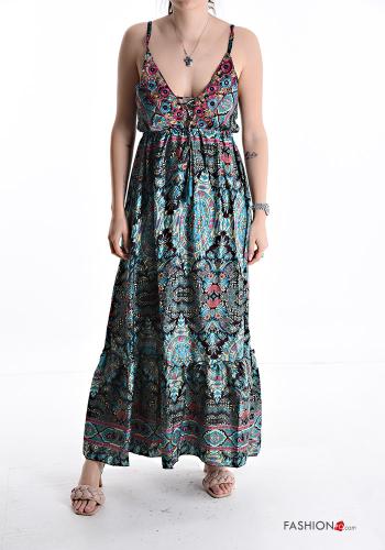 Robe en Soie sans manches ajustable à dos nu à volants décolleté profond - ph 1
