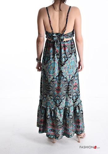 Robe en Soie sans manches ajustable à dos nu à volants décolleté profond - ph 2
