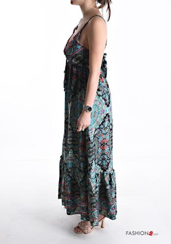 Robe en Soie sans manches ajustable à dos nu à volants décolleté profond - ph 3