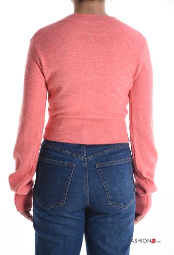 Cardigan in Misto Lana maniche lunghe Fantasia cuore con bottoni scollo a V - ph 2