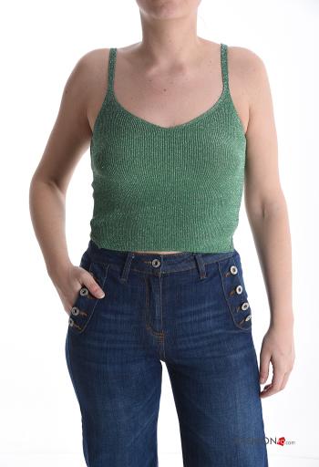 Top canalé espalda descubierta De lurex sin mangas