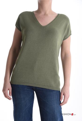 Maglione maniche corte scollo a V