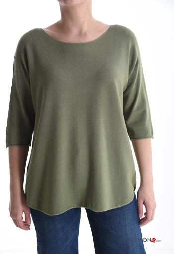 Maglione girocollo maniche a tre quarti