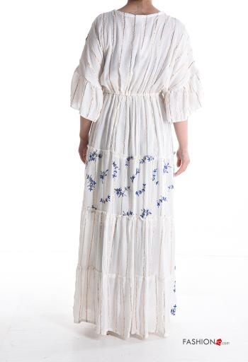 Abito lurex lungo Fantasia floreale scollo a V maniche a tre quarti - ph 2