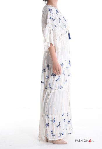 Abito lurex lungo Fantasia floreale scollo a V maniche a tre quarti - ph 3