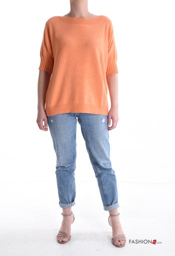 Maglione scollato sulla schiena maniche corte girocollo con fiocco - ph 5