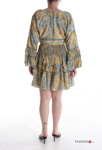 Coordinato in Seta maniche volant maniche lunghe con elastico con balze scollo a V - ph 2