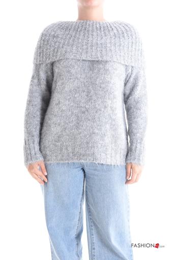 Maglione in Misto Lana maniche lunghe scollo alla bardot - ph 1