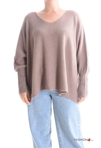 Pull oversize manches longues à col en V - ph 1