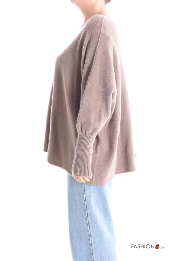 Pull oversize manches longues à col en V - ph 3