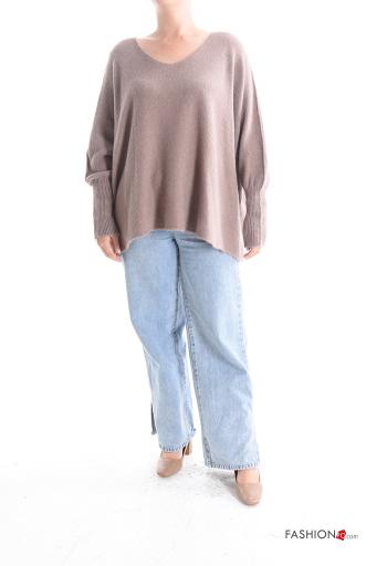 Pull oversize manches longues à col en V - ph 5