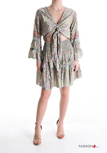 Floral Silk Co-ord with flounces with elastic