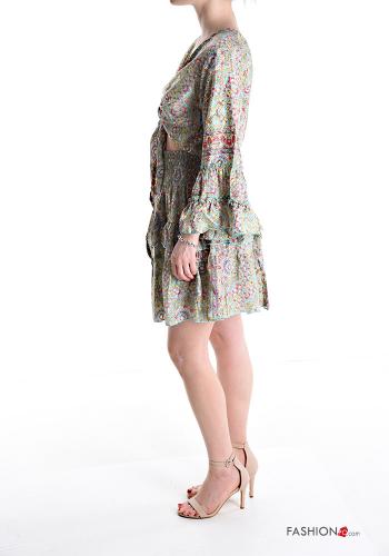 Floral Silk Co-ord with flounces with elastic - ph 3