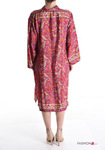 Abito in Seta maniche lunghe Fantasia jacquard scollo a V - ph 2