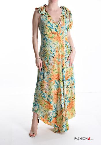 Jumpsuit in Seta oversize senza maniche Fantasia jacquard con fiocco scollo a V - ph 1