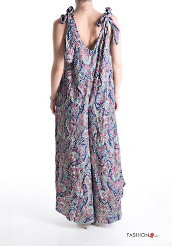Combinaison en Soie sans manches oversize longue Imprimé jacquard avec noeud - ph 2