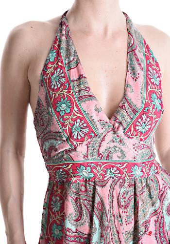 Abito in Seta senza maniche lungo Fantasia jacquard scollo a V - ph 4