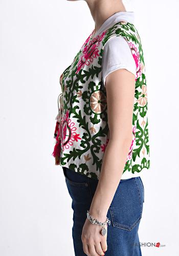 Smanicato in Cotone Fantasia ricamata con fiocco - ph 3