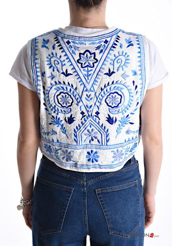 Embroidered Cotton Gilet with bow - ph 2