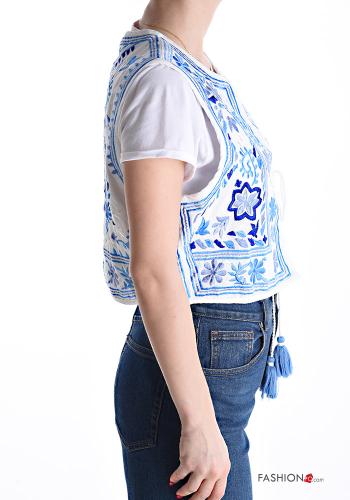 Embroidered Cotton Gilet with bow - ph 3