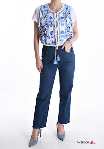 Embroidered Cotton Gilet with bow - ph 5