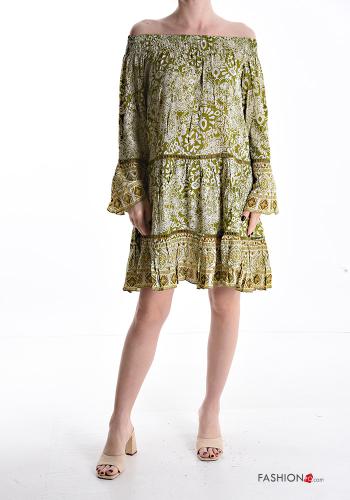 Robe oversize manches à volant avec élastique à volants décolleté bardot - ph 1