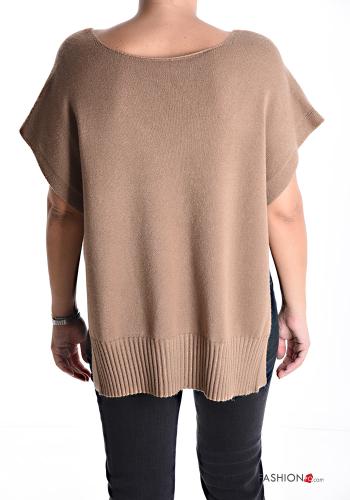 short sleeve Sweater with buttons with split with v-neck - ph 2