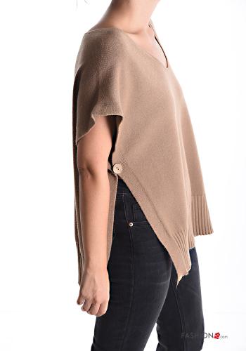 short sleeve Sweater with buttons with split with v-neck - ph 3