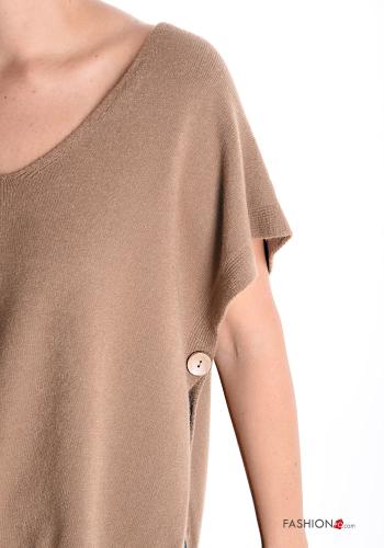 short sleeve Sweater with buttons with split with v-neck - ph 4