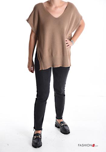 short sleeve Sweater with buttons with split with v-neck - ph 5